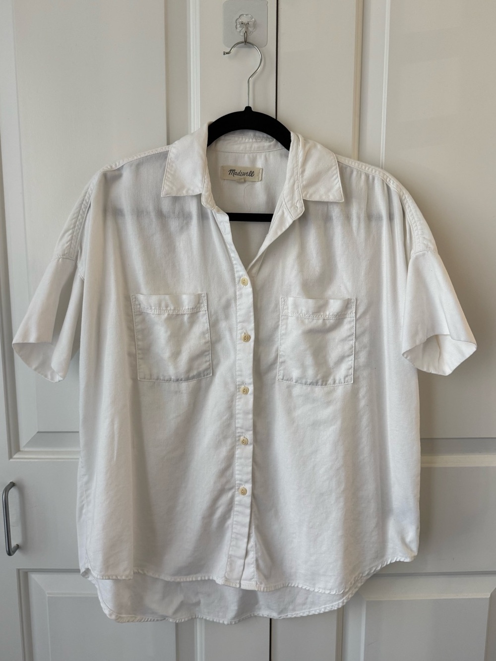 Madewell White Cotton Courier Button Up Shirt Oversize Size XXS